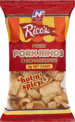 Rico's Hot and Spicy  Chicharrones Pork Cracklings 3 oz